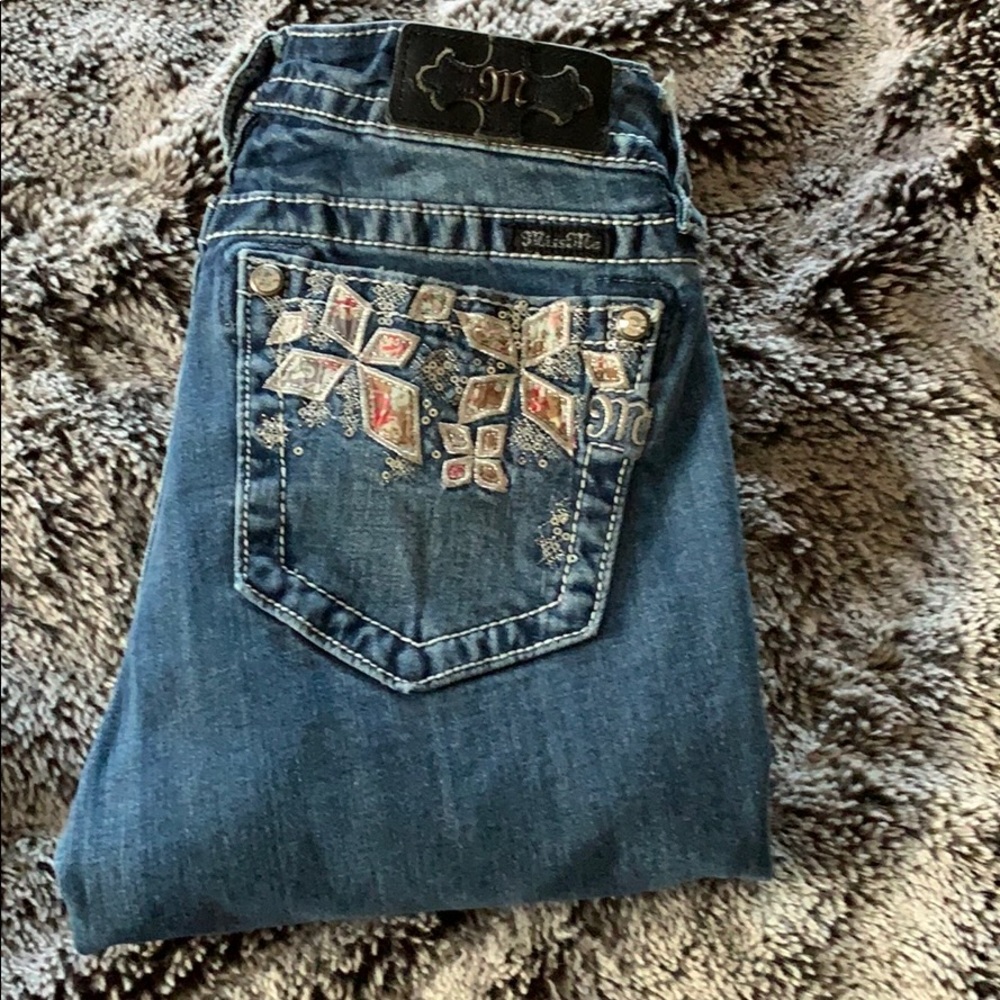 Miss Me Denim Skinny Jeans with Decorative Pockets
